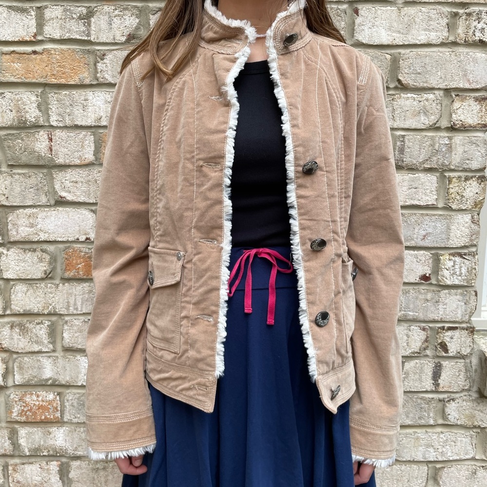 Fake-fur lined corduroy coat